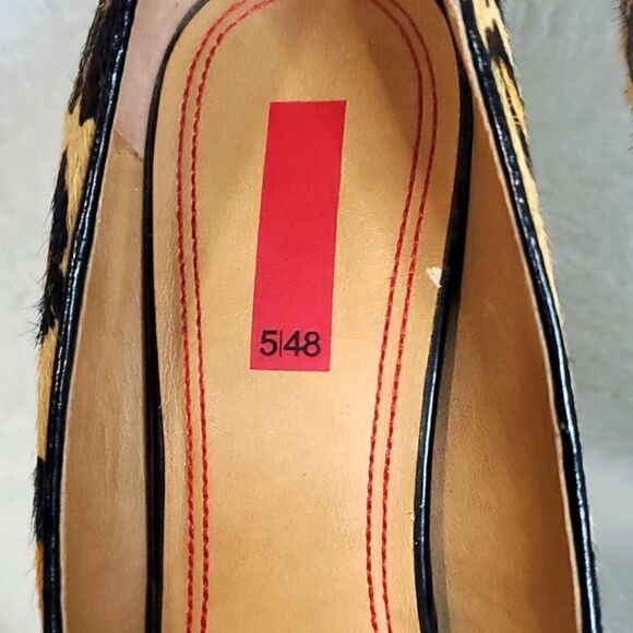 5/48 Saks 5th Avenue Lilla Leather Leapord Heels Shoes - Picture 3 of 7